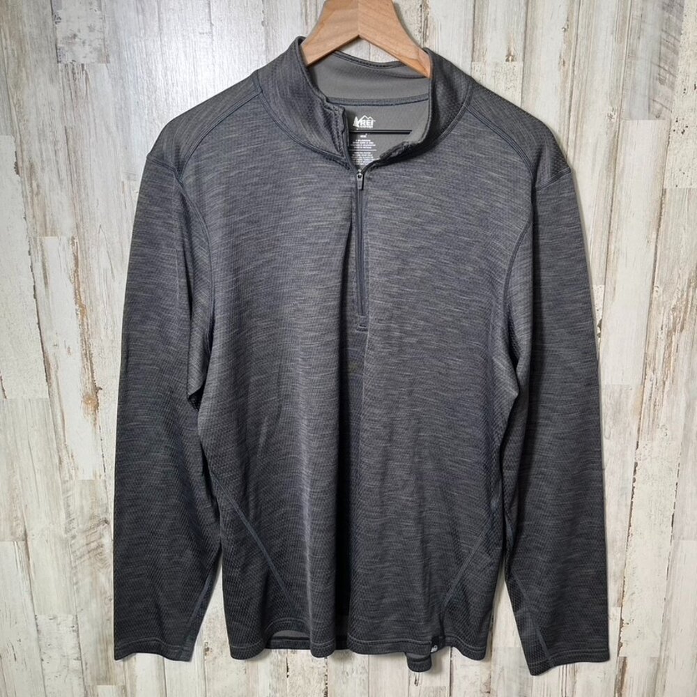 REI Co-Op Heathered Gray Quarter Half Zip Pullover Sweatshirt Mens‎ Size Large